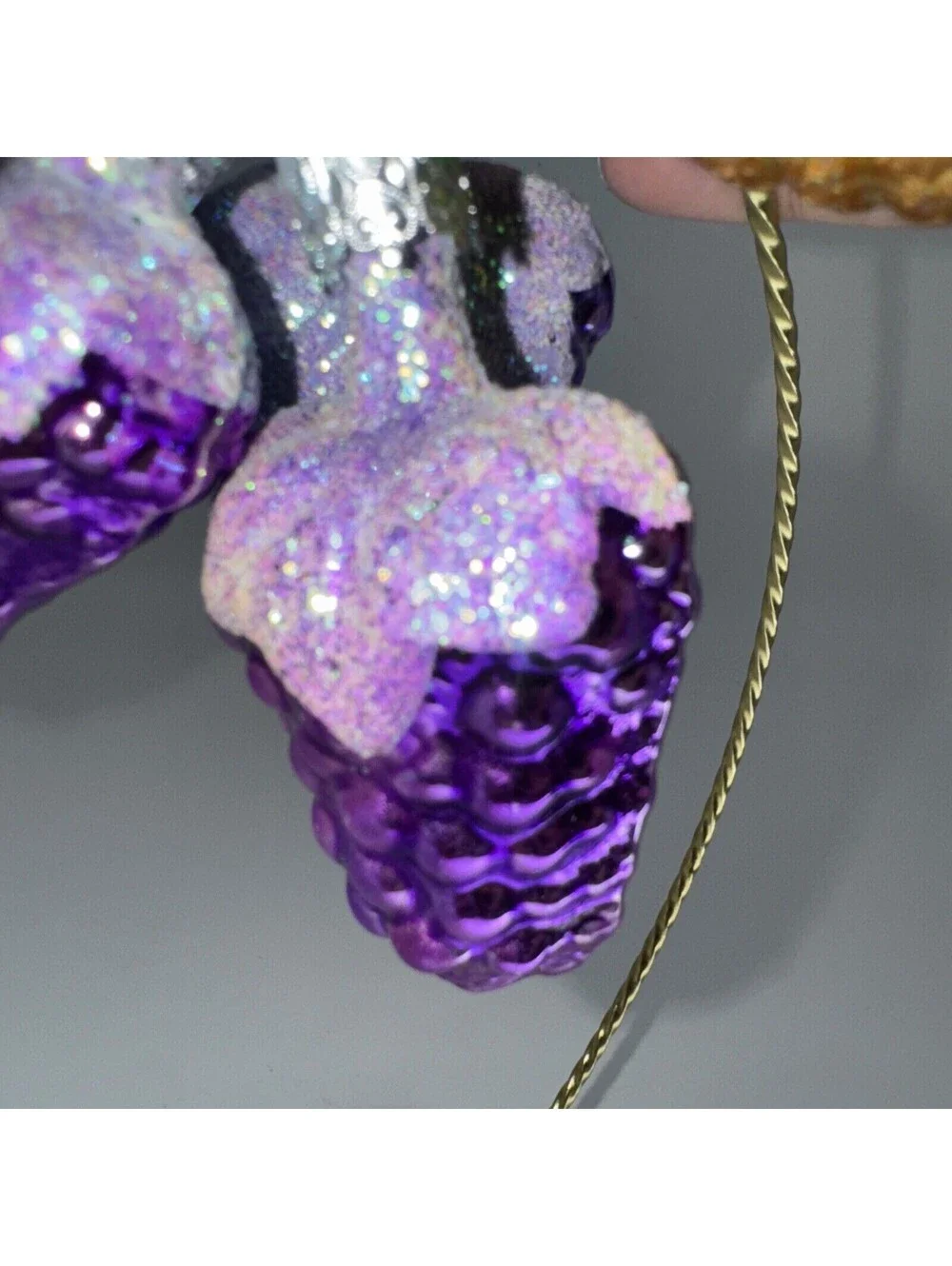 5 Vintage West Germany Glass Ornaments Grapes Strawberry Pineapple 2.25
